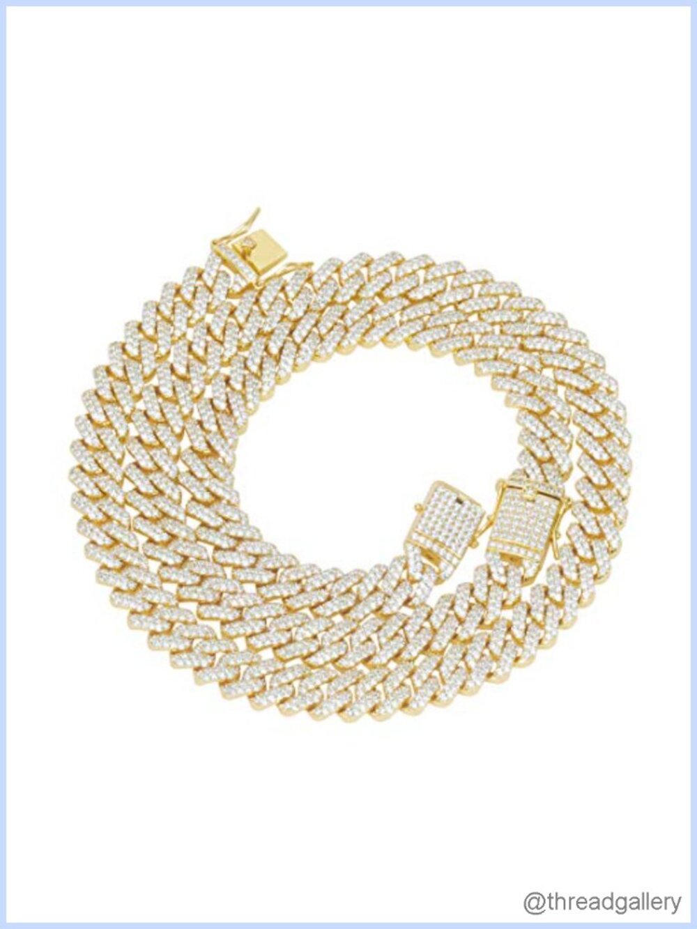 12mm 18K Gold Plated Cuban Link Necklace Bracelet Iced Out Hip Hop